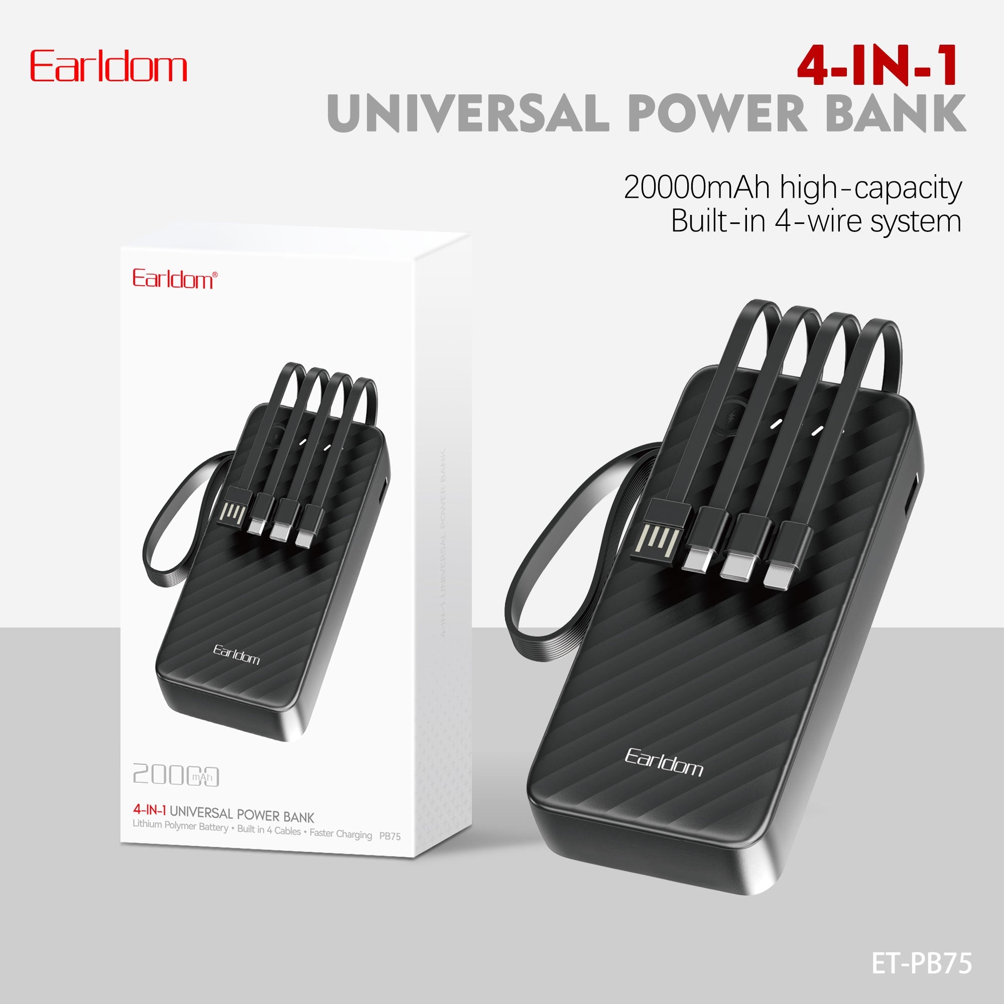 Earldom 20000Mah powerbank with cable