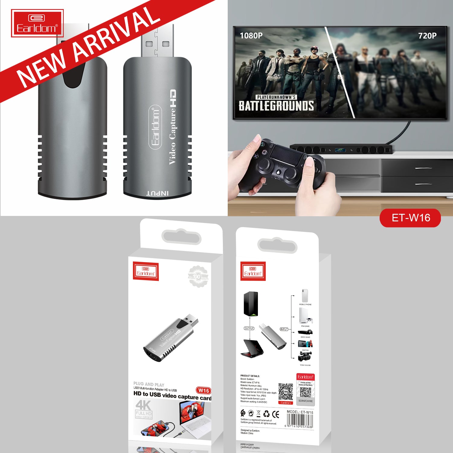 Earldom - HDMI To USB Video Capture Card for PS4 XBOX and More