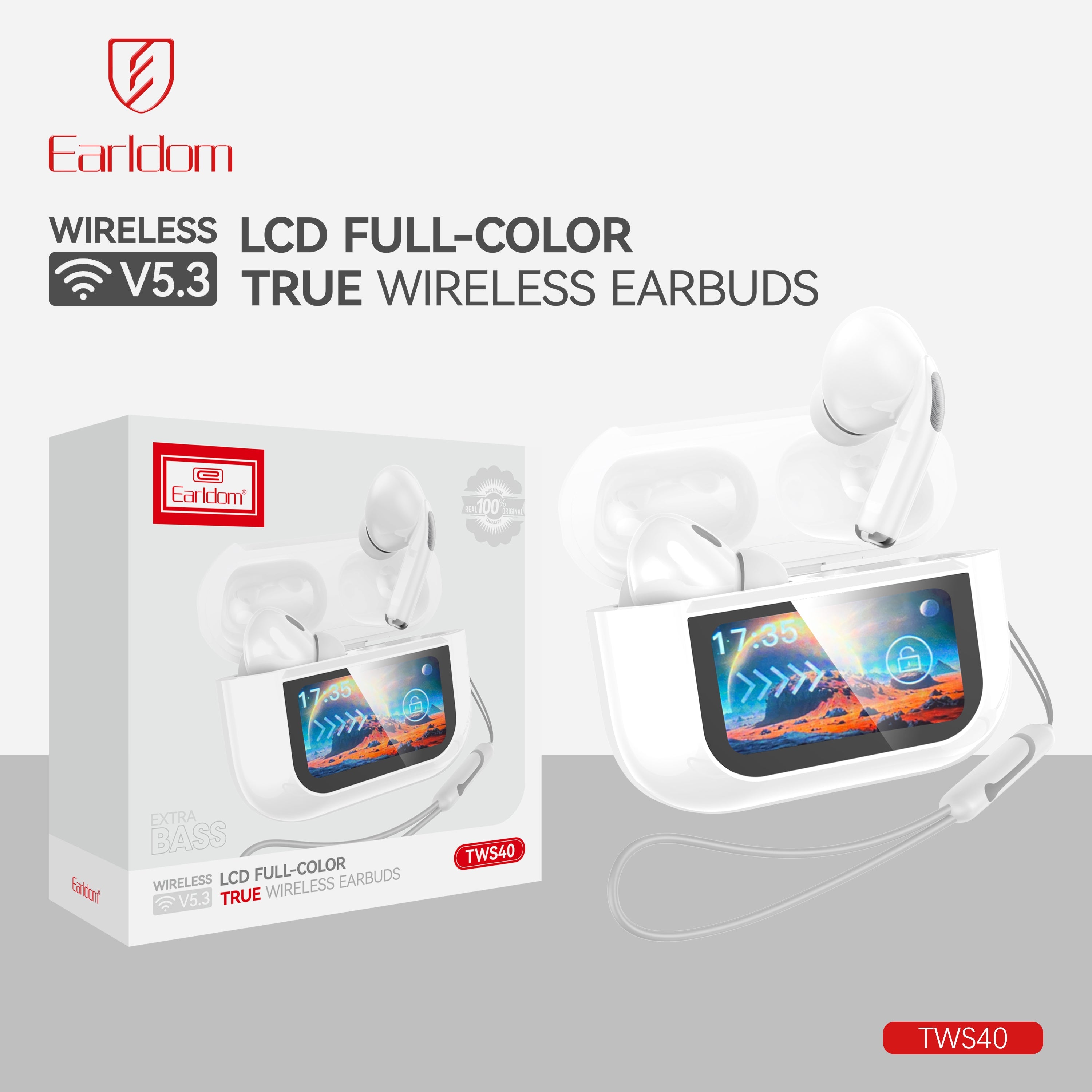 High Quality ANC noice canceling  earphone with screen rechargeable case