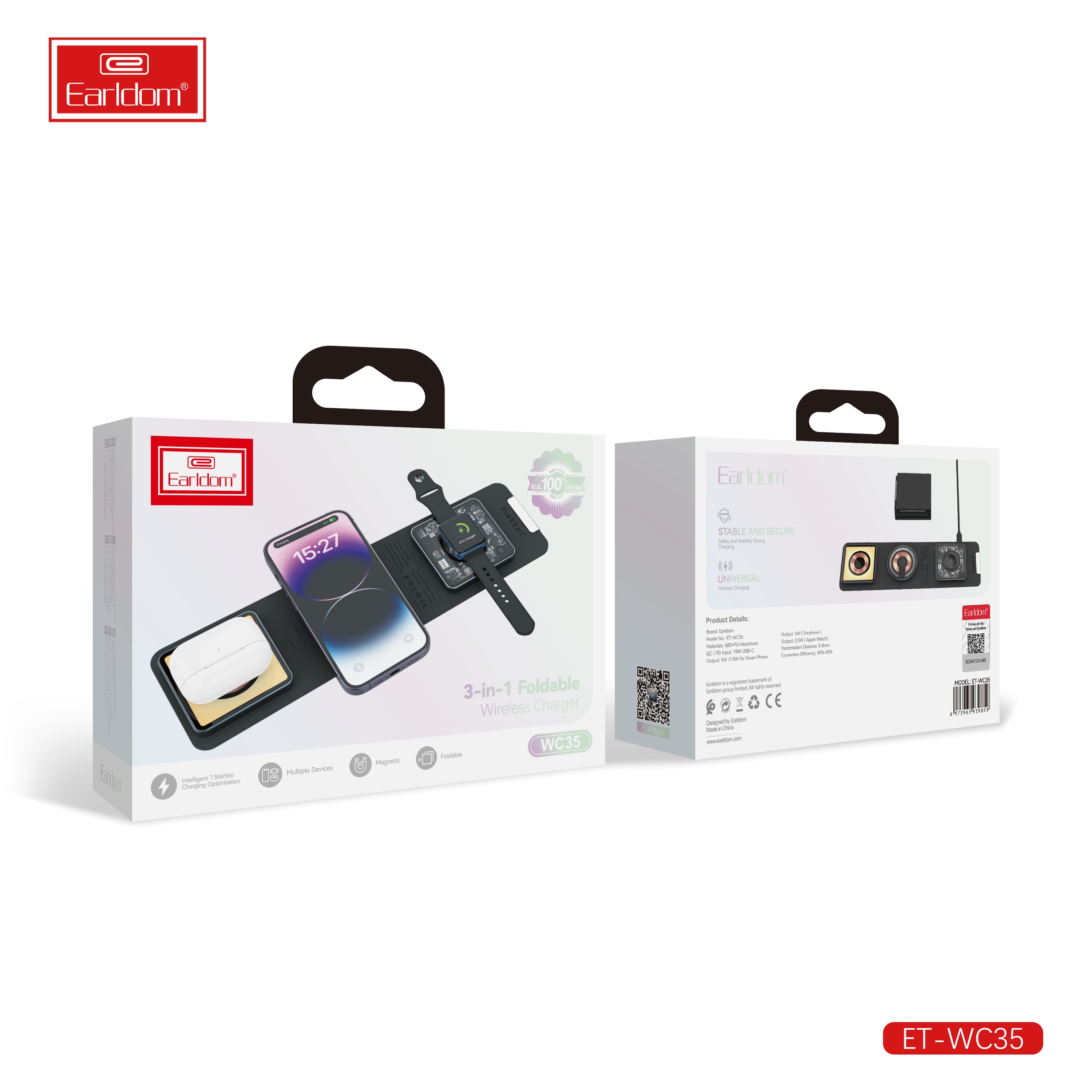 Earldom WC35 3-in-1 Foldable Wireless Charger product image 2