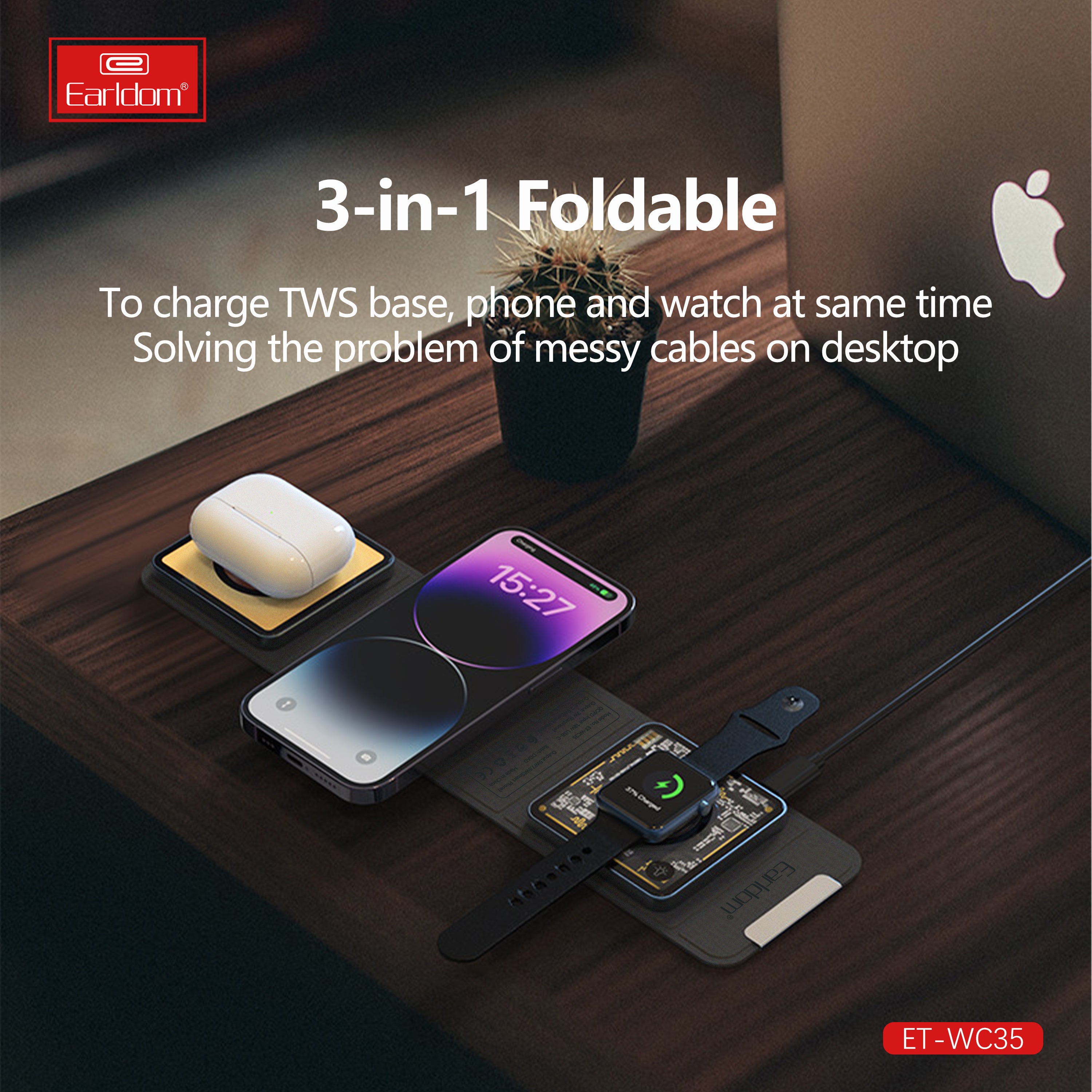 Earldom WC35 3-in-1 Foldable Wireless Charger product image 4