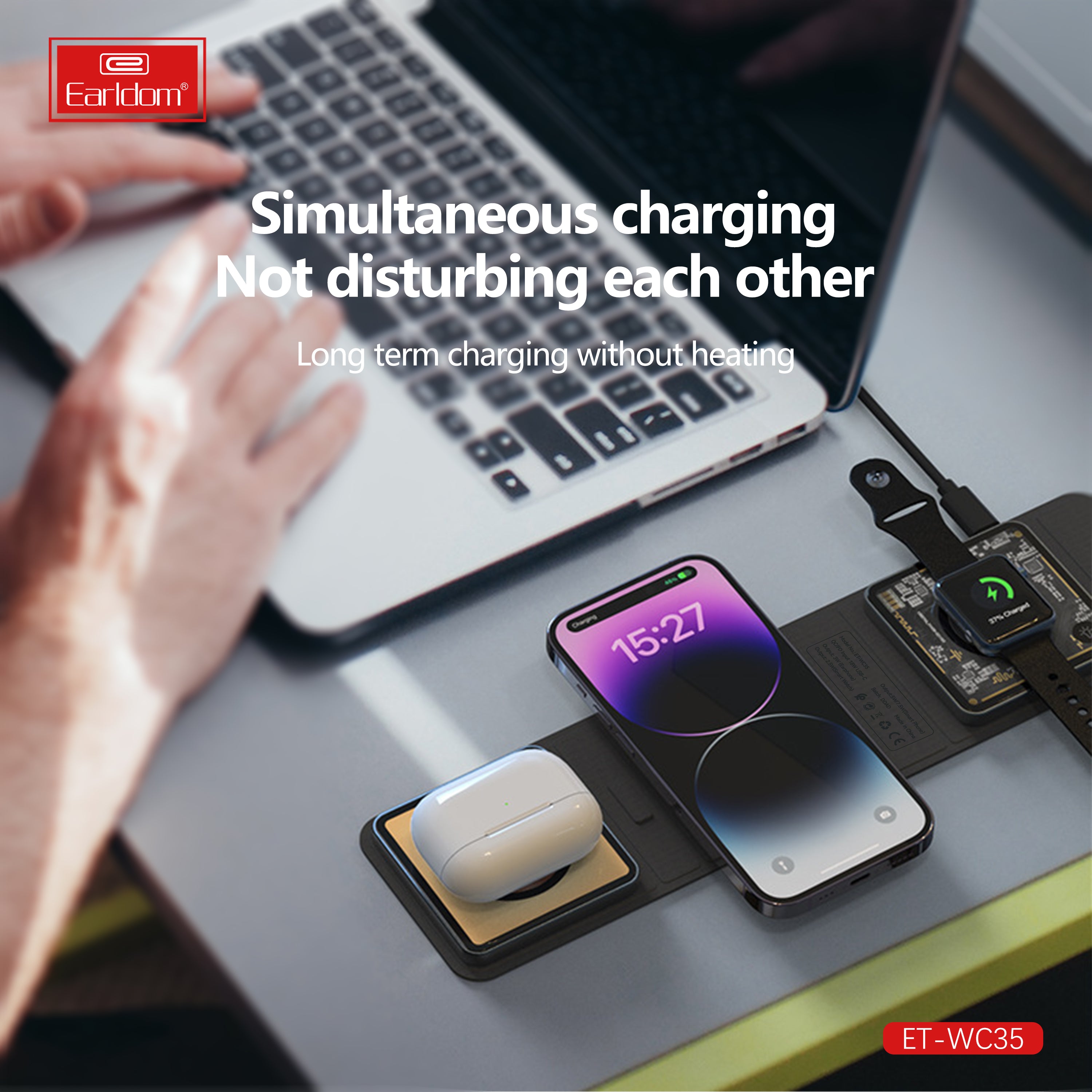Earldom WC35 3-in-1 Foldable Wireless Charger product image 7