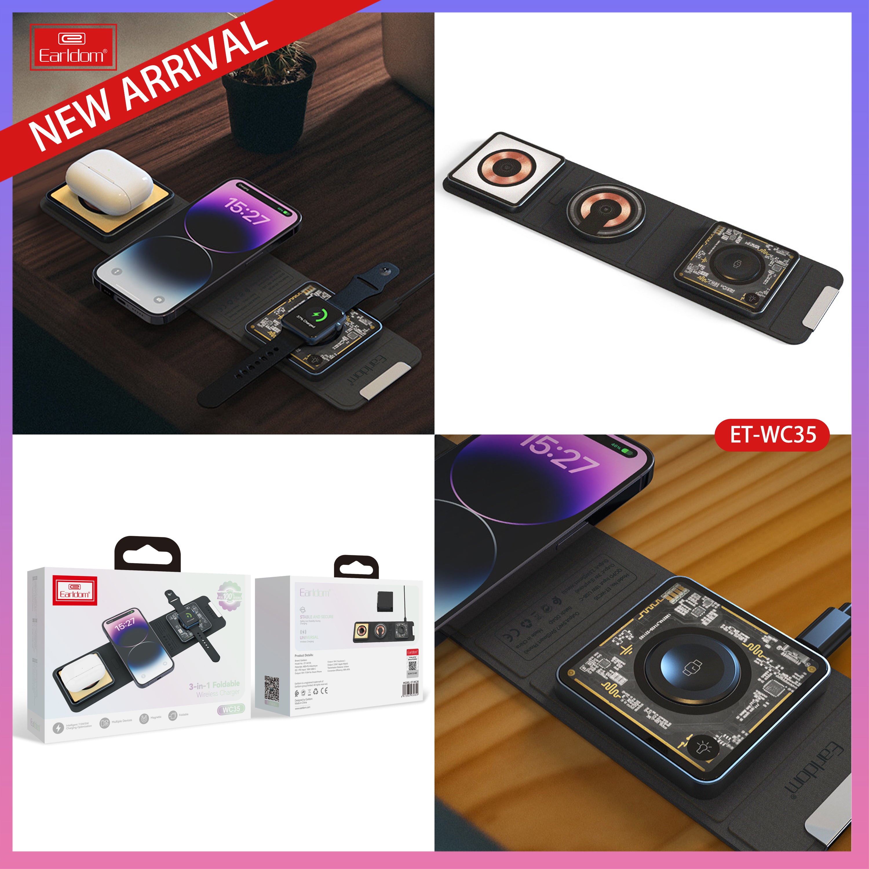 Earldom WC35 3-in-1 Foldable Wireless Charger product image 9