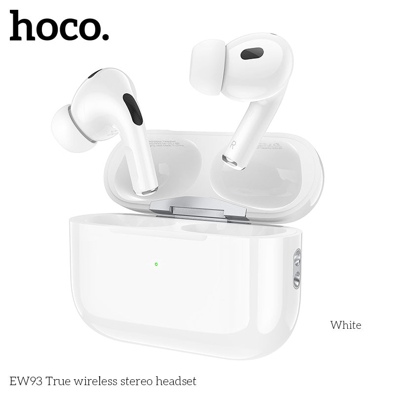 Hoco EW93 white wireless earbuds product and charging case
