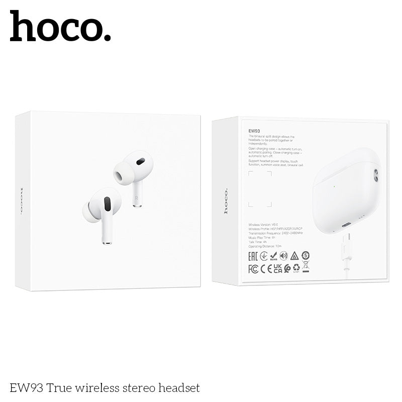 Hoco EW93 white wireless earbuds retail packaging