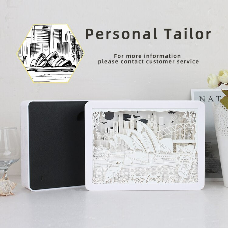 LED Night Lights Australia Design 3D Shadow Paper Sculpture Light Box Unique Paper Cut Light USB Charging Bedside