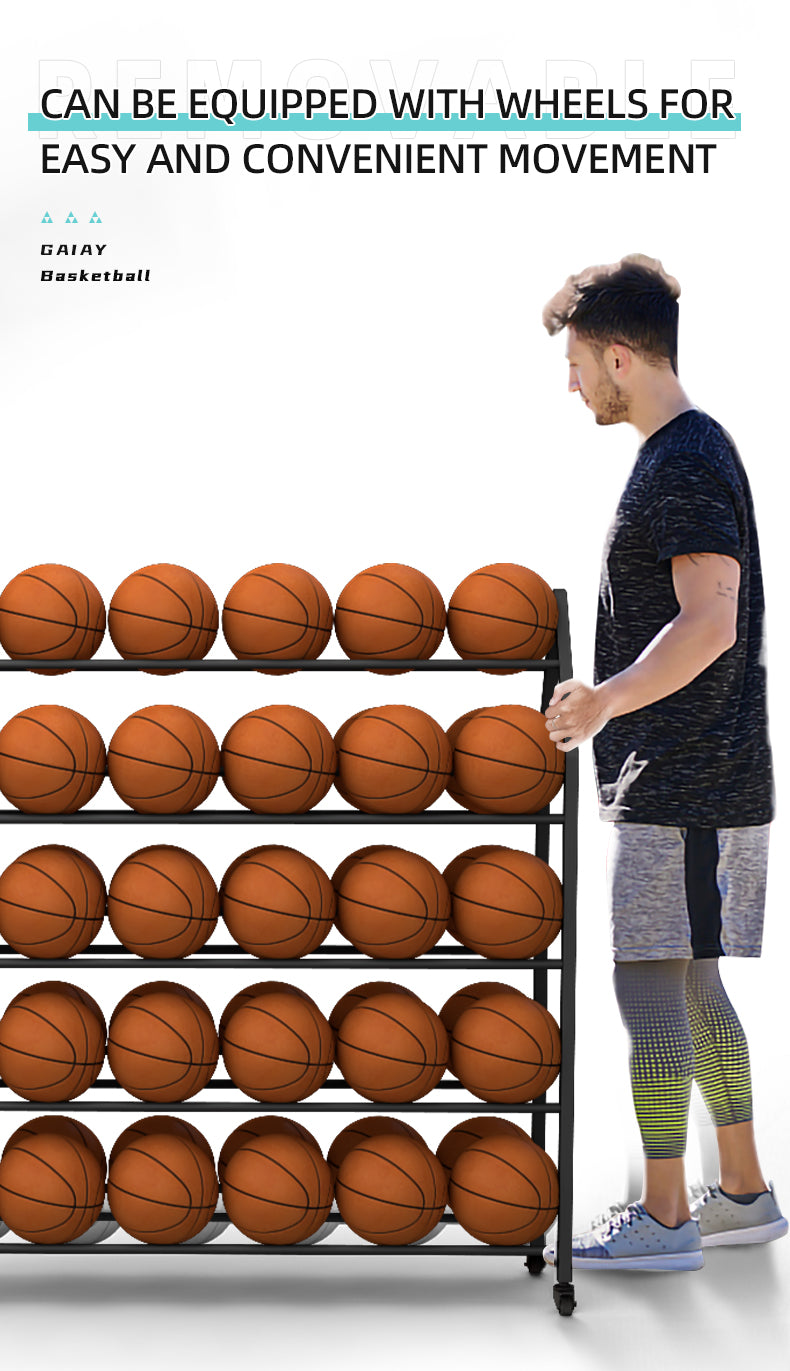 Sport Ball Cart Basketball Ball Soccer Stand Rack Fit for Football Volleyball Basketball Training Equipment