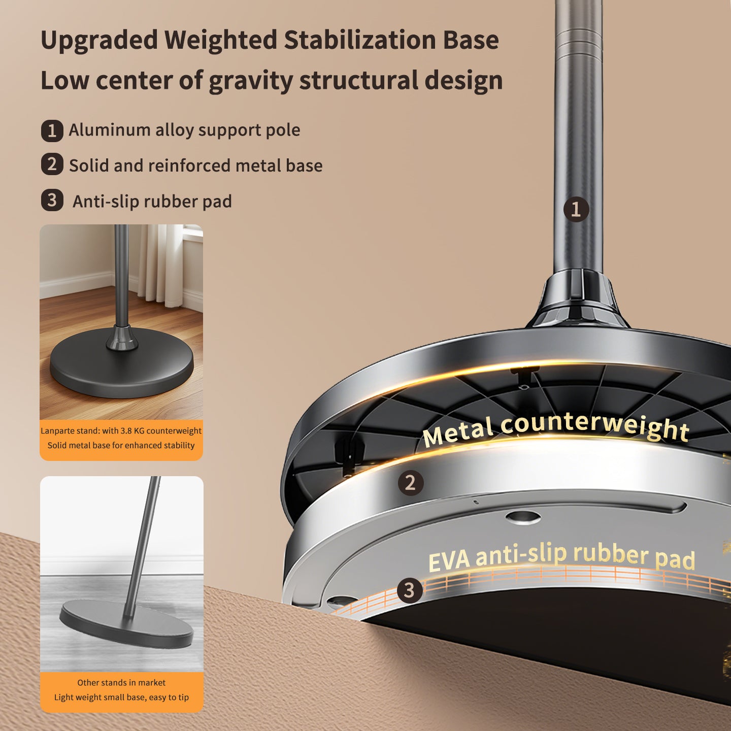 Lanparte Floor-Standing Live Broadcast Microphone Stand Microphone Recording Cantilever Floor-Standing Stand Live Broadc