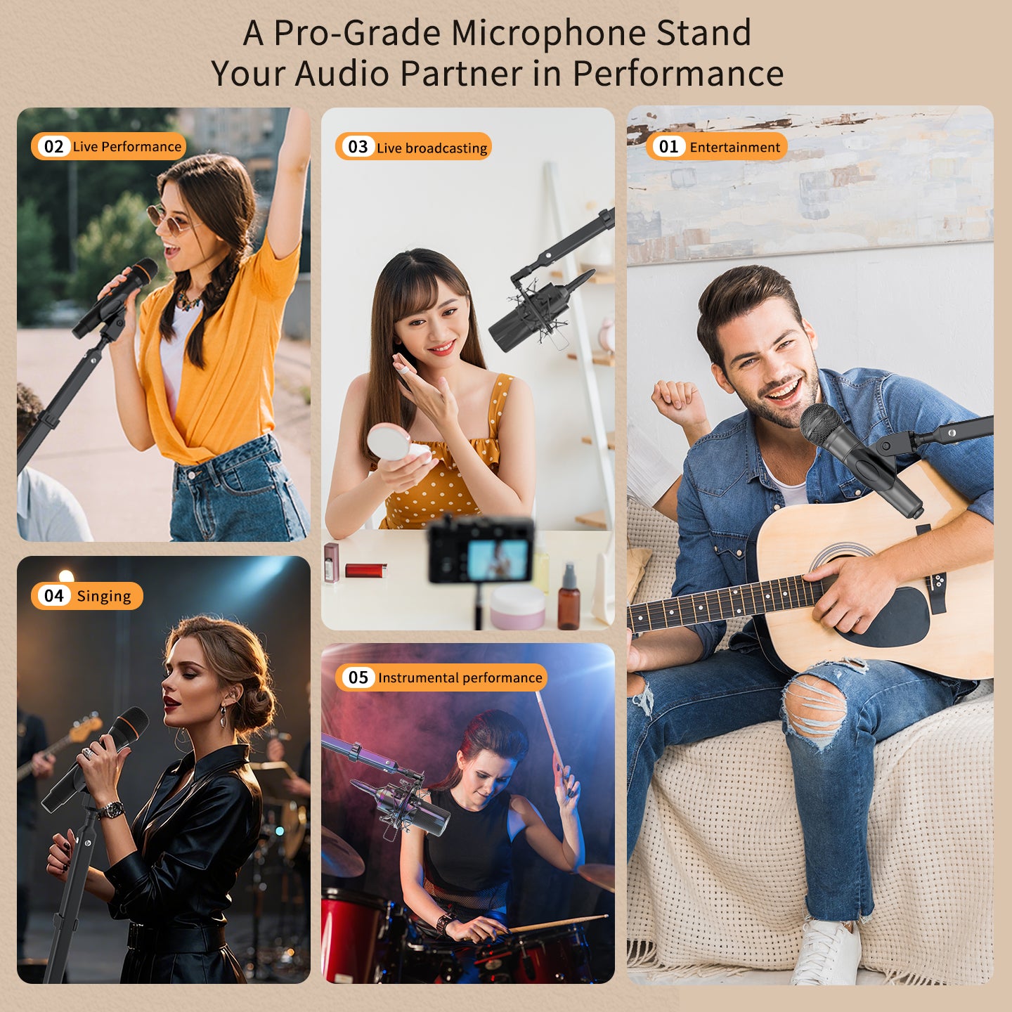 Lanparte Floor-Standing Live Broadcast Microphone Stand Microphone Recording Cantilever Floor-Standing Stand Live Broadc