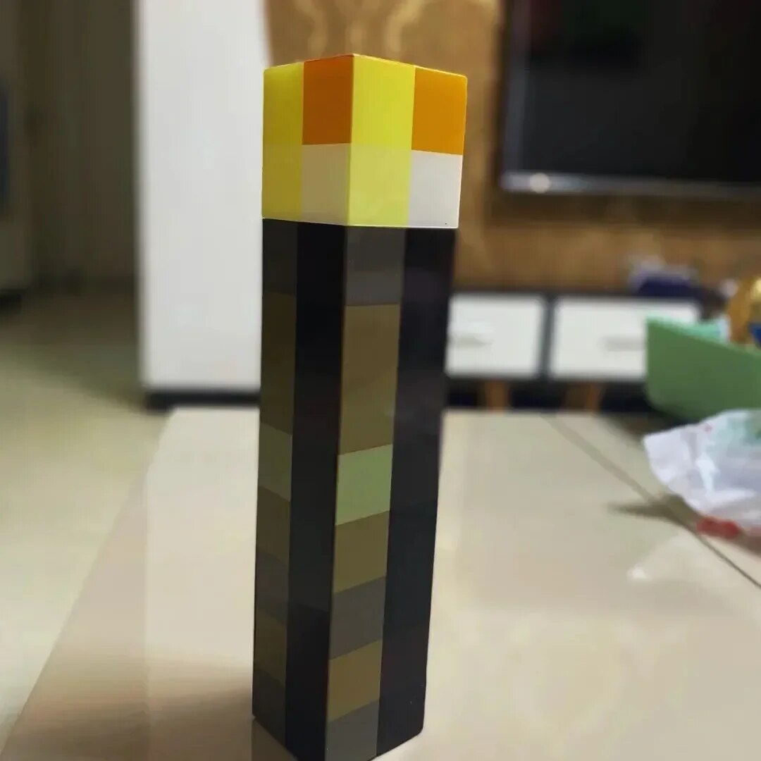 Minecraft Brownstone Torch Lamp Figure 4 Colors Bedroom Decorative Light LED Night Light USB Charging with Buckle Kids Toy Gift