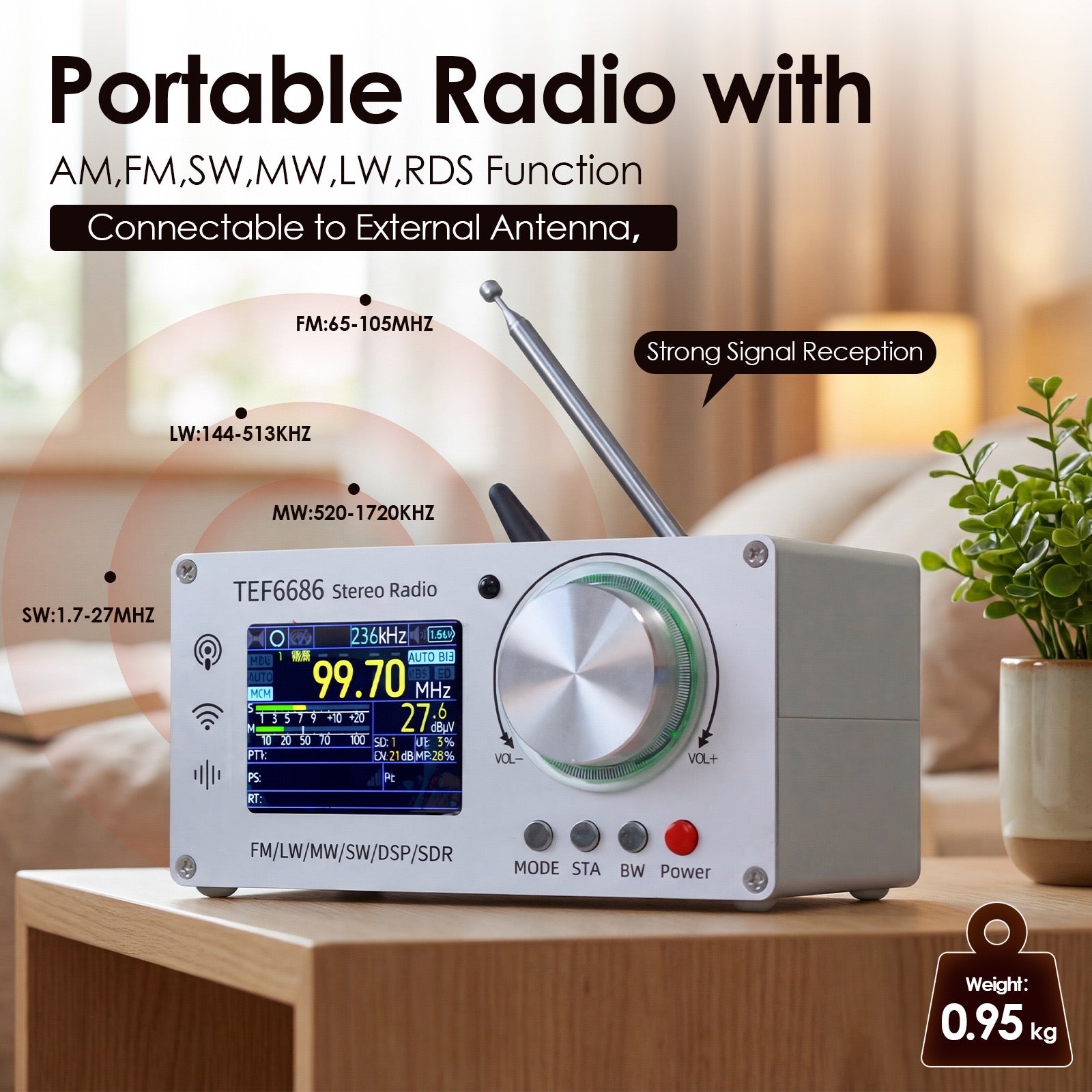 Cross-Border Full-Band Radio Receiver Tef6686 Digital High-Sensitivity Fm Am Radio