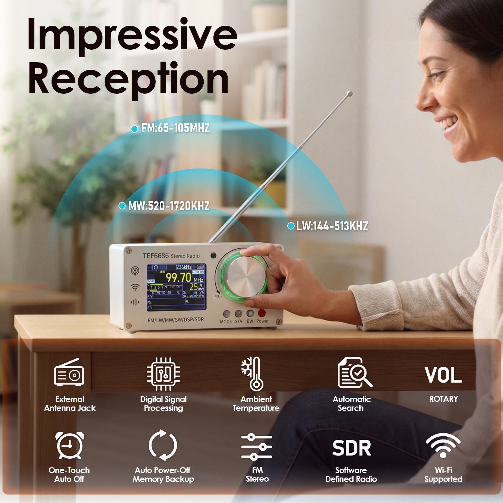 Cross-Border Full-Band Radio Receiver Tef6686 Digital High-Sensitivity Fm Am Radio