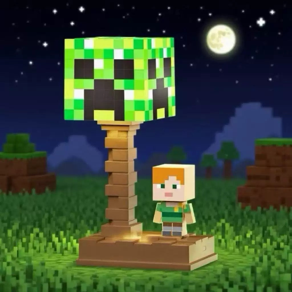 Mc Minecraft I Game Peripheral Cartoon Pixel Table Lamp Bedroom Bedside Desktop Creative Small Rechargeable Night Light 
