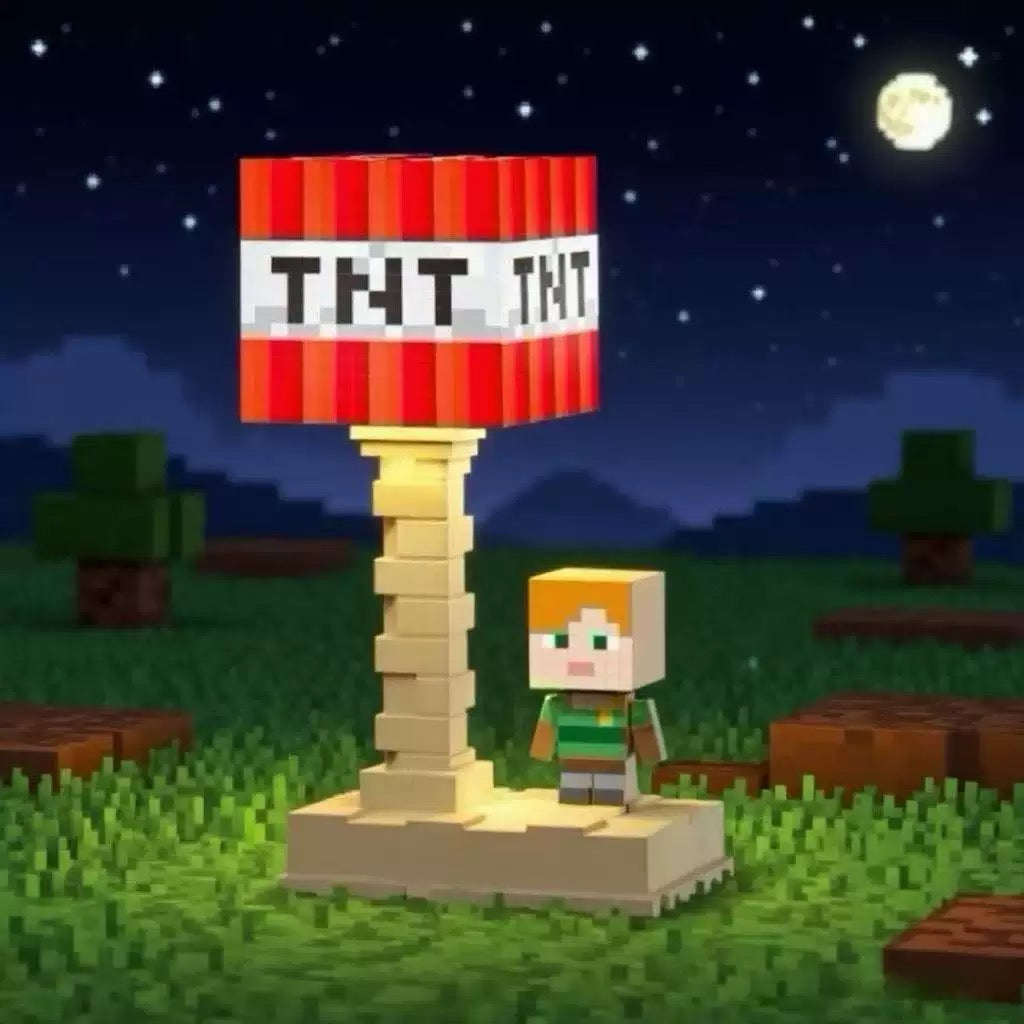 Mc Minecraft I Game Peripheral Cartoon Pixel Table Lamp Bedroom Bedside Desktop Creative Small Rechargeable Night Light 