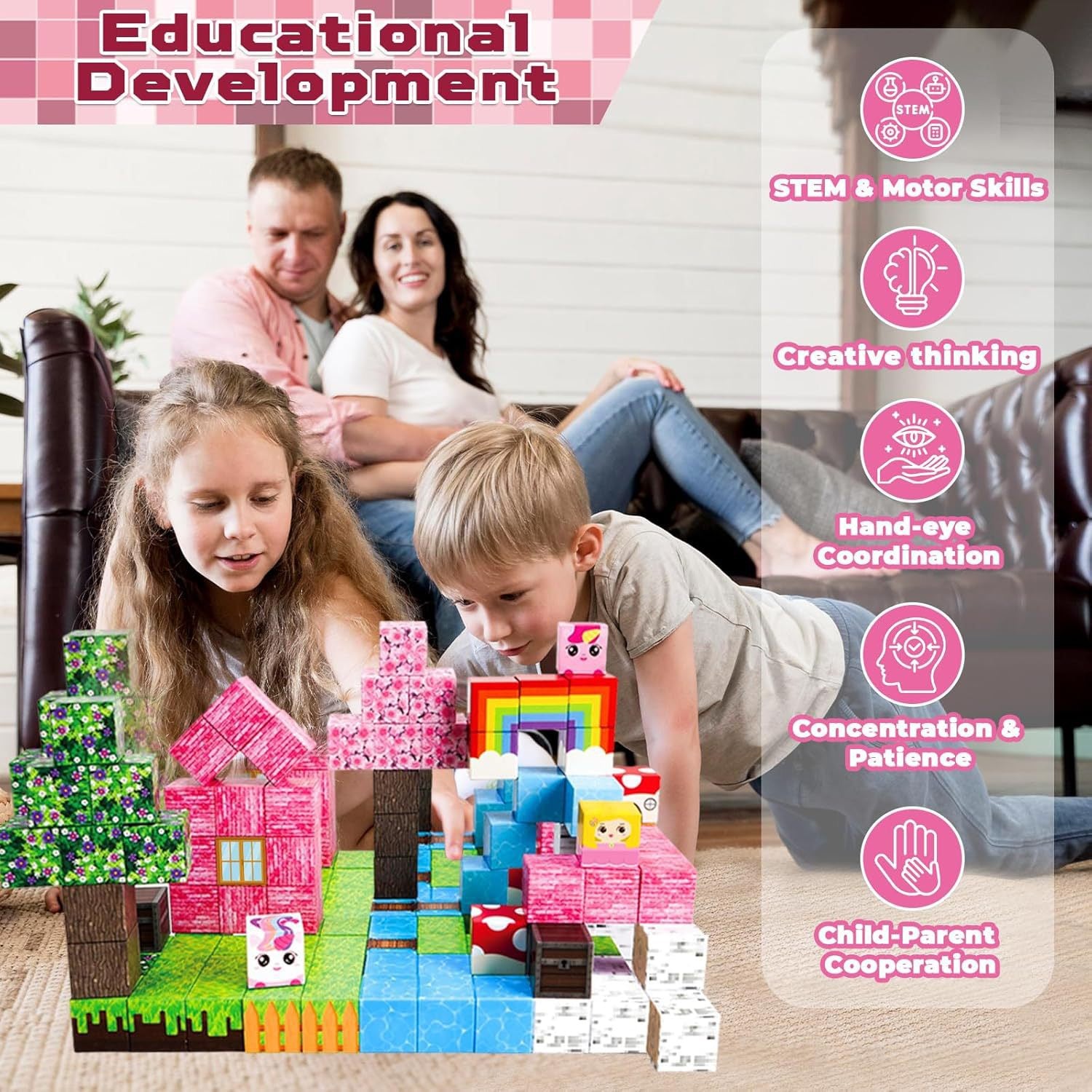 100 PCS Magnetic Building Blocks - Unicorn Theme