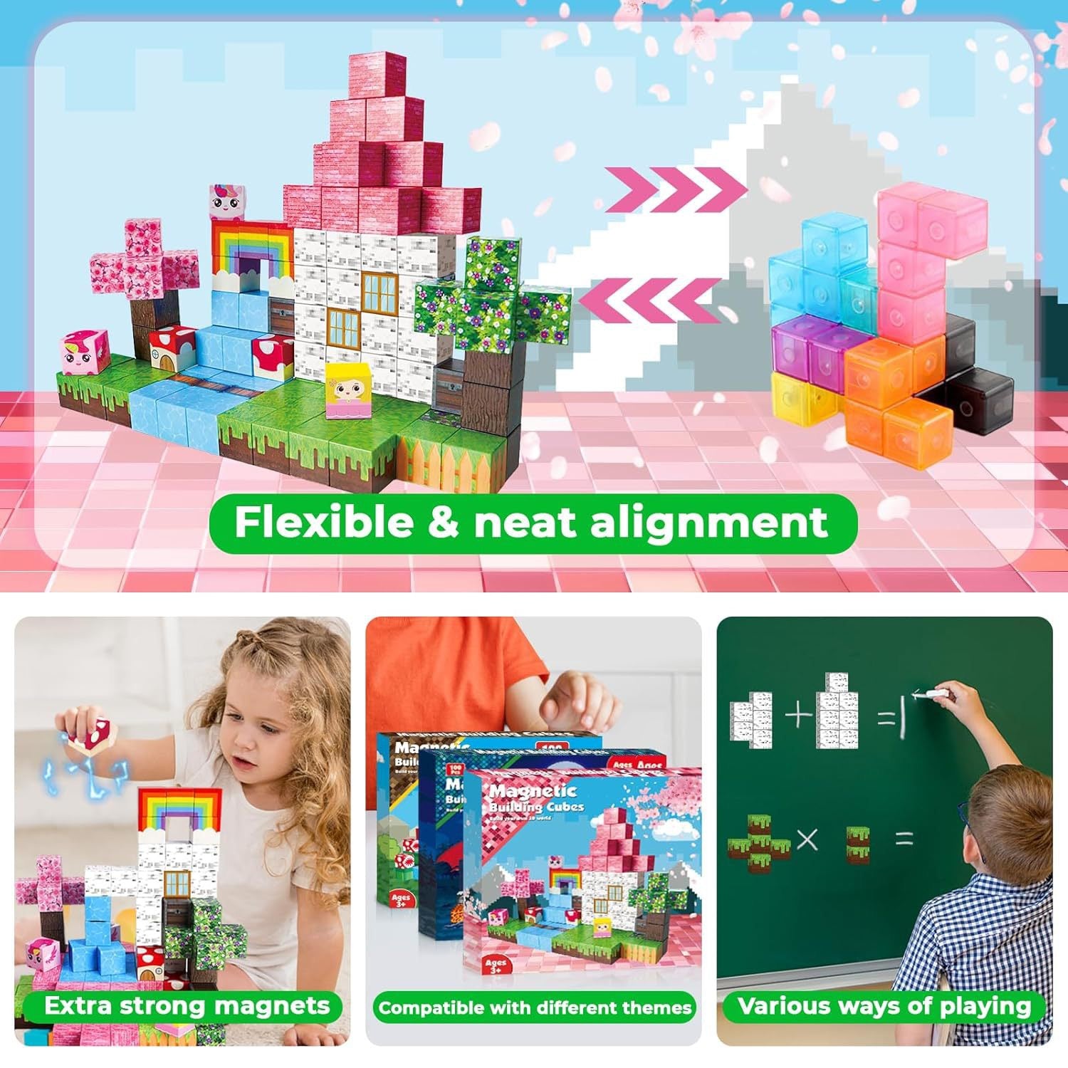 100 PCS Magnetic Building Blocks - Unicorn Theme