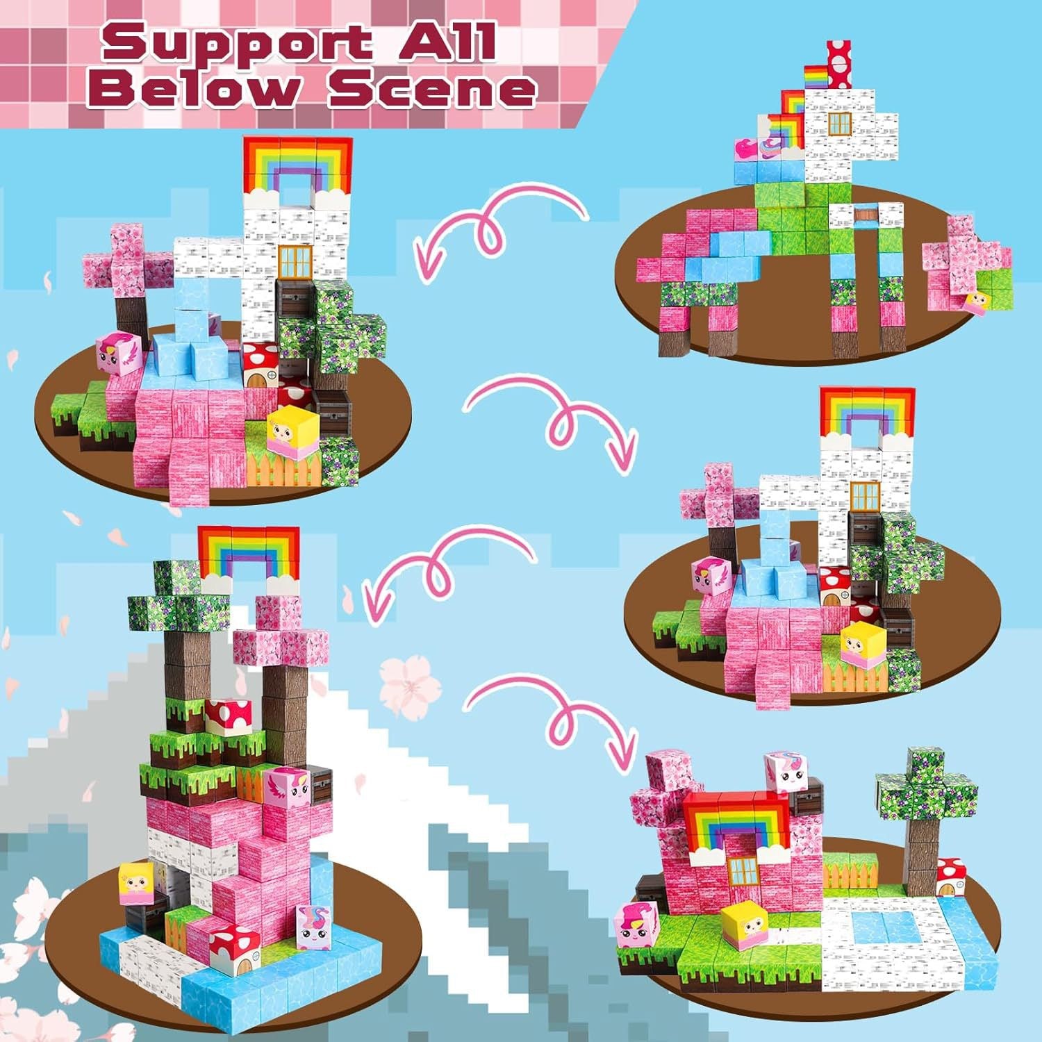 100 PCS Magnetic Building Blocks - Unicorn Theme