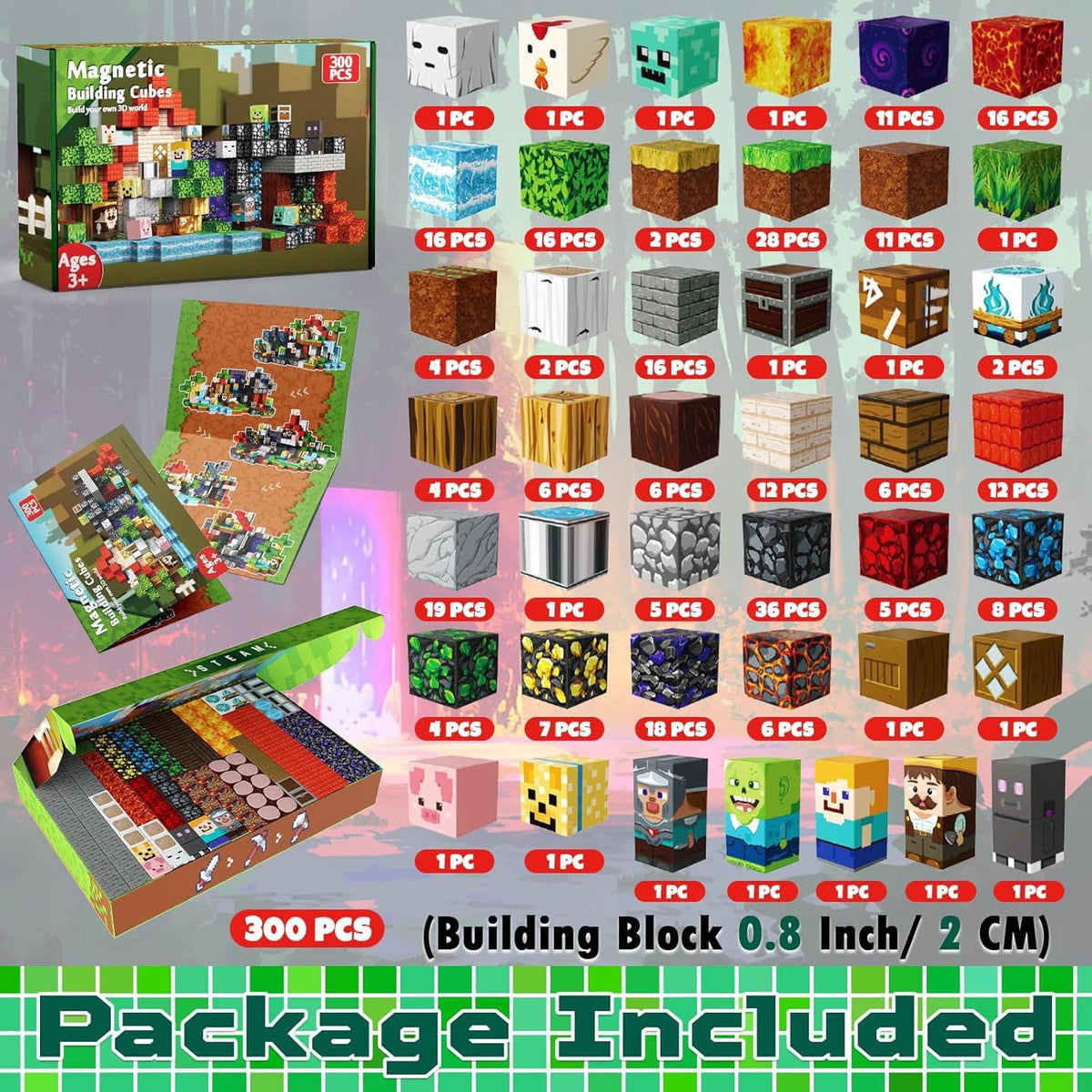 Dark Forest Creative DIY Cube Building Set - 300 Pieces