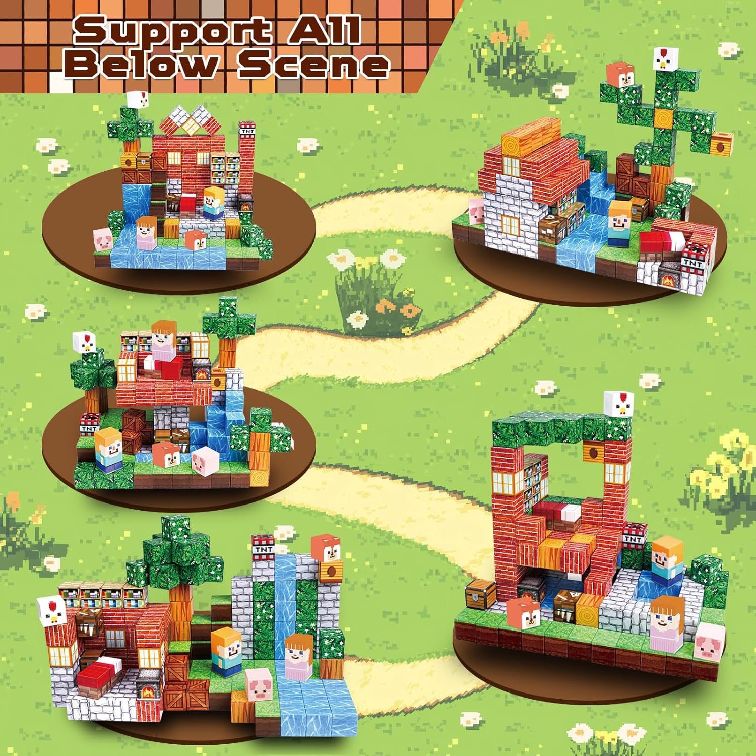 150 PCS Magnetic Building Blocks - Animal House Theme