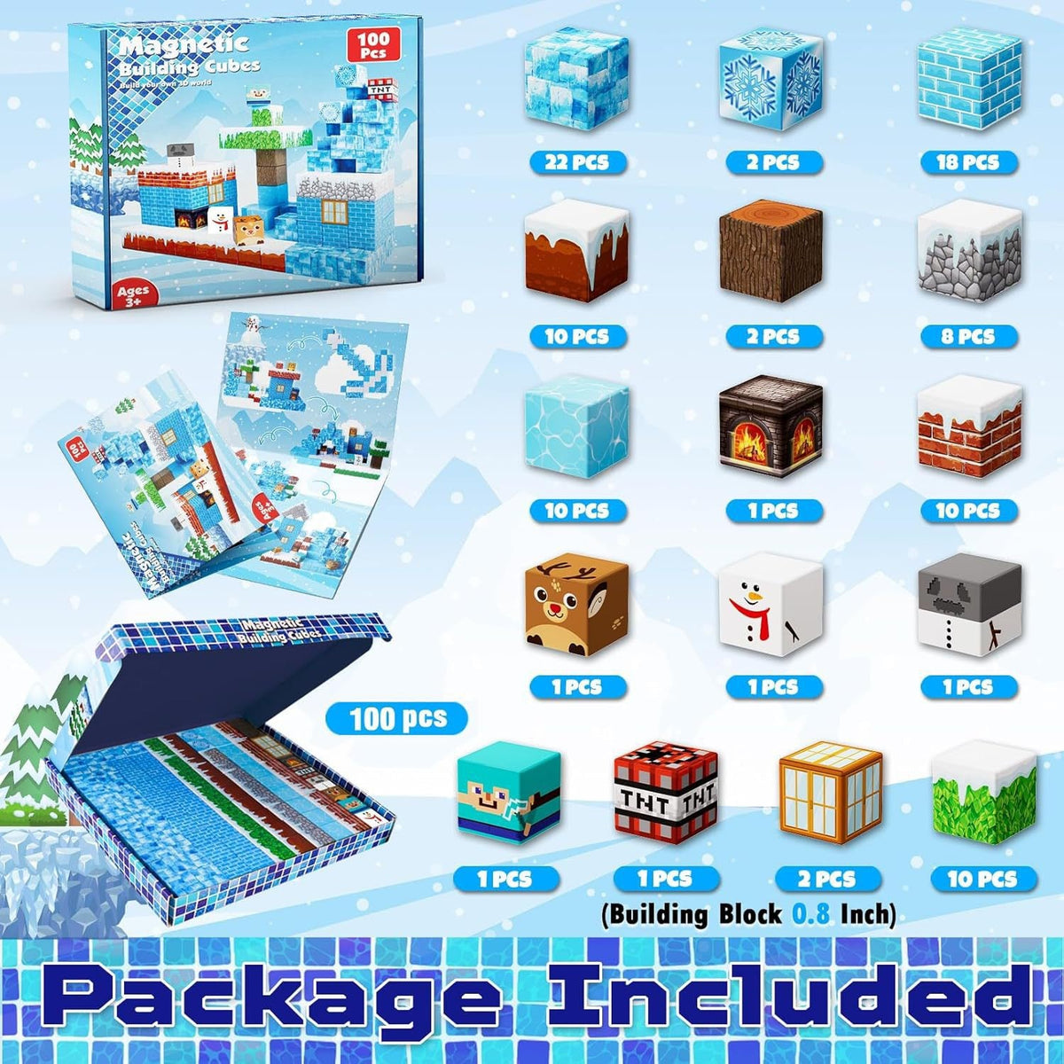 Ice Snow Creative DIY Cube Building Set - 100 Pieces