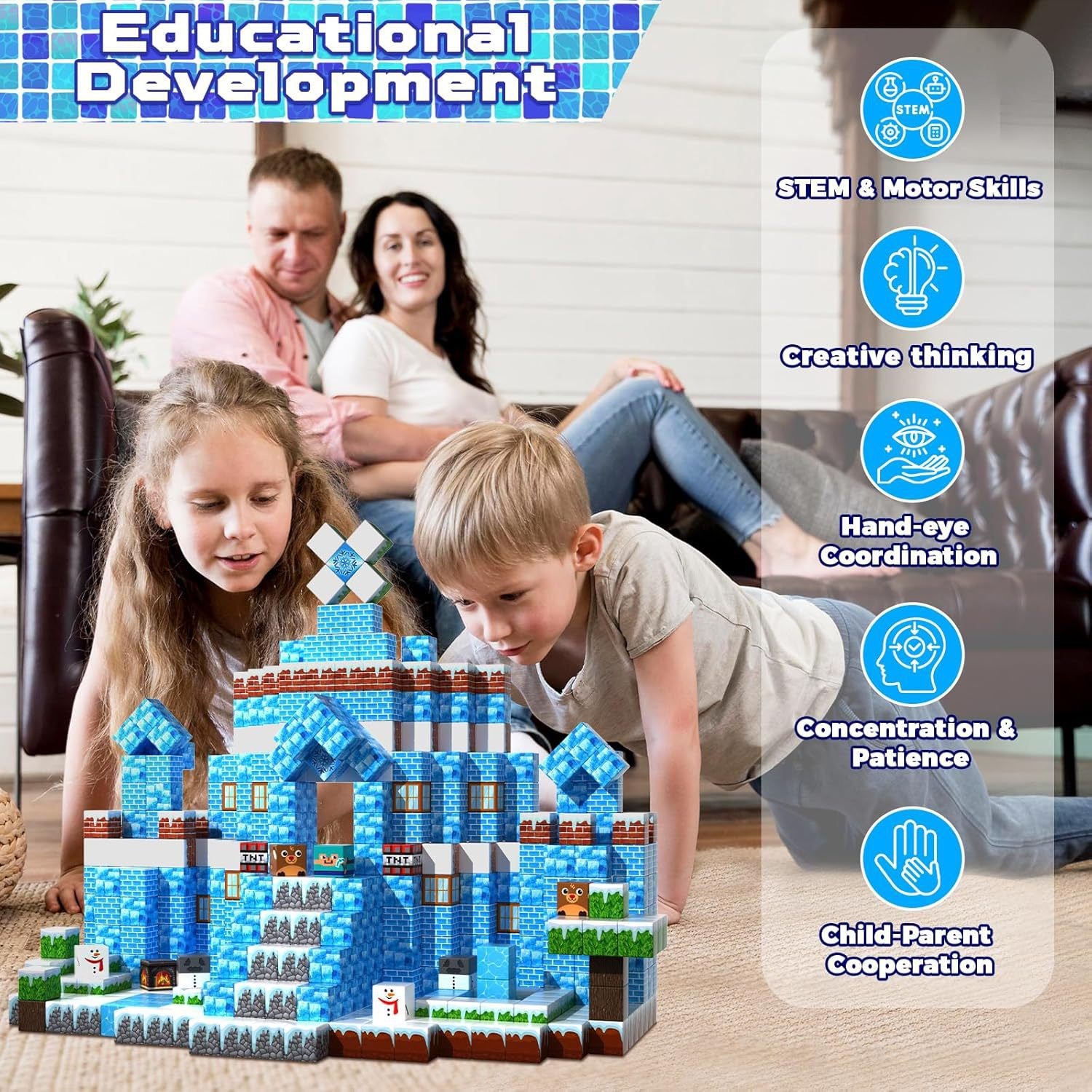 100 PCS Magnetic Building Blocks - Ice Snow Theme