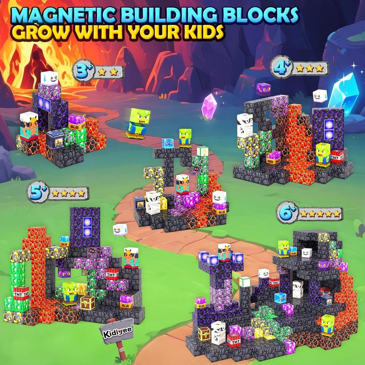 Lava Cave Creative DIY Cube Building Set - 200 Pieces