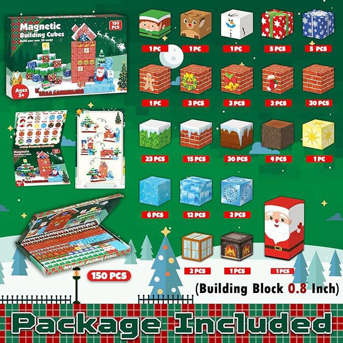 150 PCS Magnetic Building Blocks - Christmas Theme