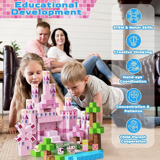 Pink Castle Creative DIY Cube Building Set - 100 Pieces