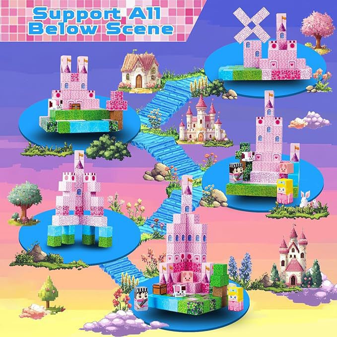 Pink Castle Creative DIY Cube Building Set - 100 Pieces