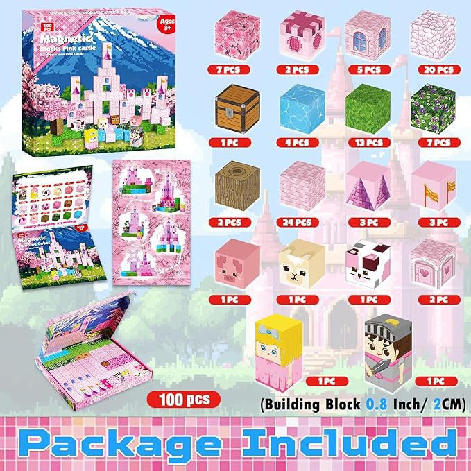 Pink Castle Creative DIY Cube Building Set - 100 Pieces