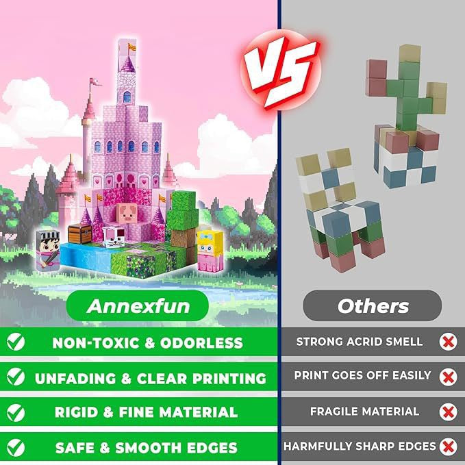 100 PCS Magnetic Building Blocks - Pink Castle Theme