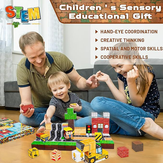 Construction Site Creative DIY Cube Building Set - 100 Pieces