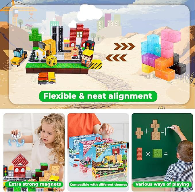 Construction Site Creative DIY Cube Building Set - 100 Pieces