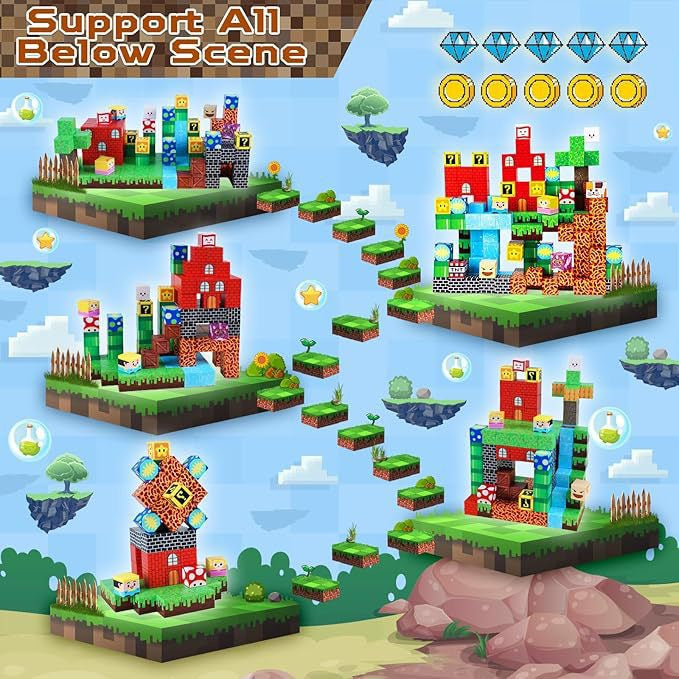 150 PCS Magnetic Building Blocks - Video Game Adventure Theme