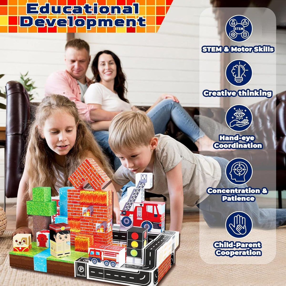 Fire Rescue Creative DIY Cube Building Set - 100 Pieces