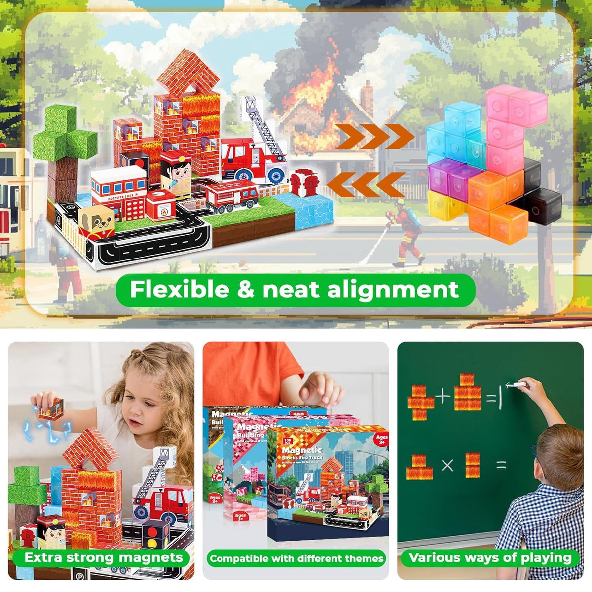 Fire Rescue Creative DIY Cube Building Set - 100 Pieces