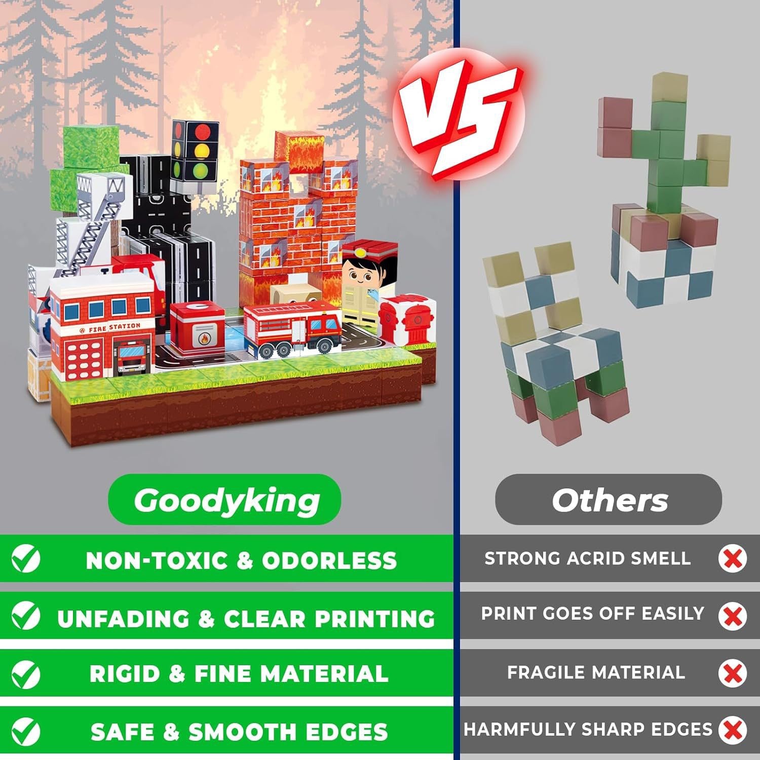 100 PCS Magnetic Building Blocks - Fire Rescue Theme