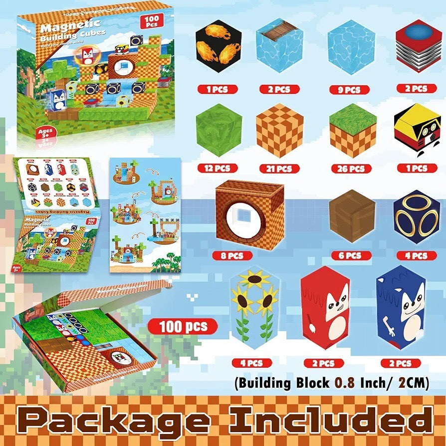 100 PCS Magnetic Building Blocks - Jungle Adventure Theme