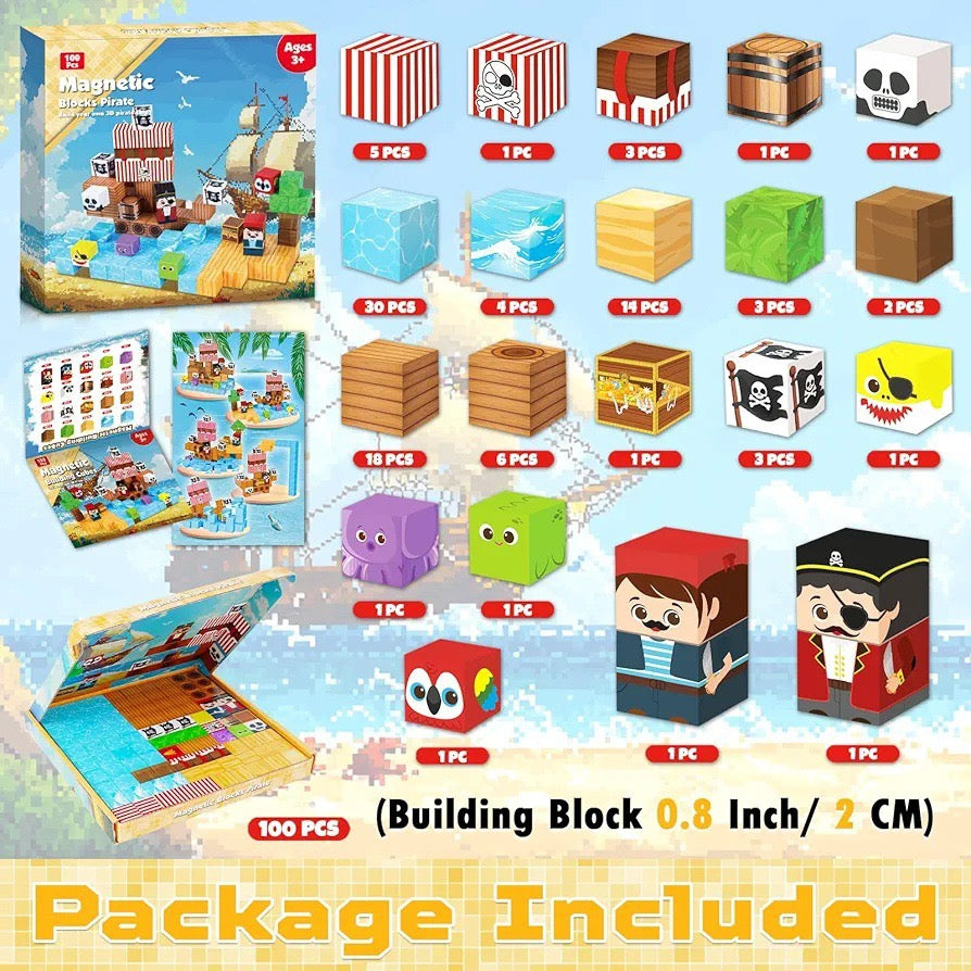Pirate Ship Creative DIY Cube Building Set - 100 Pieces