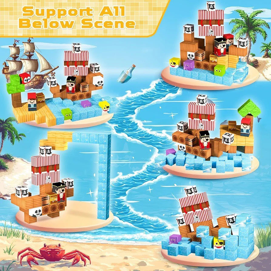 Pirate Ship Creative DIY Cube Building Set - 100 Pieces