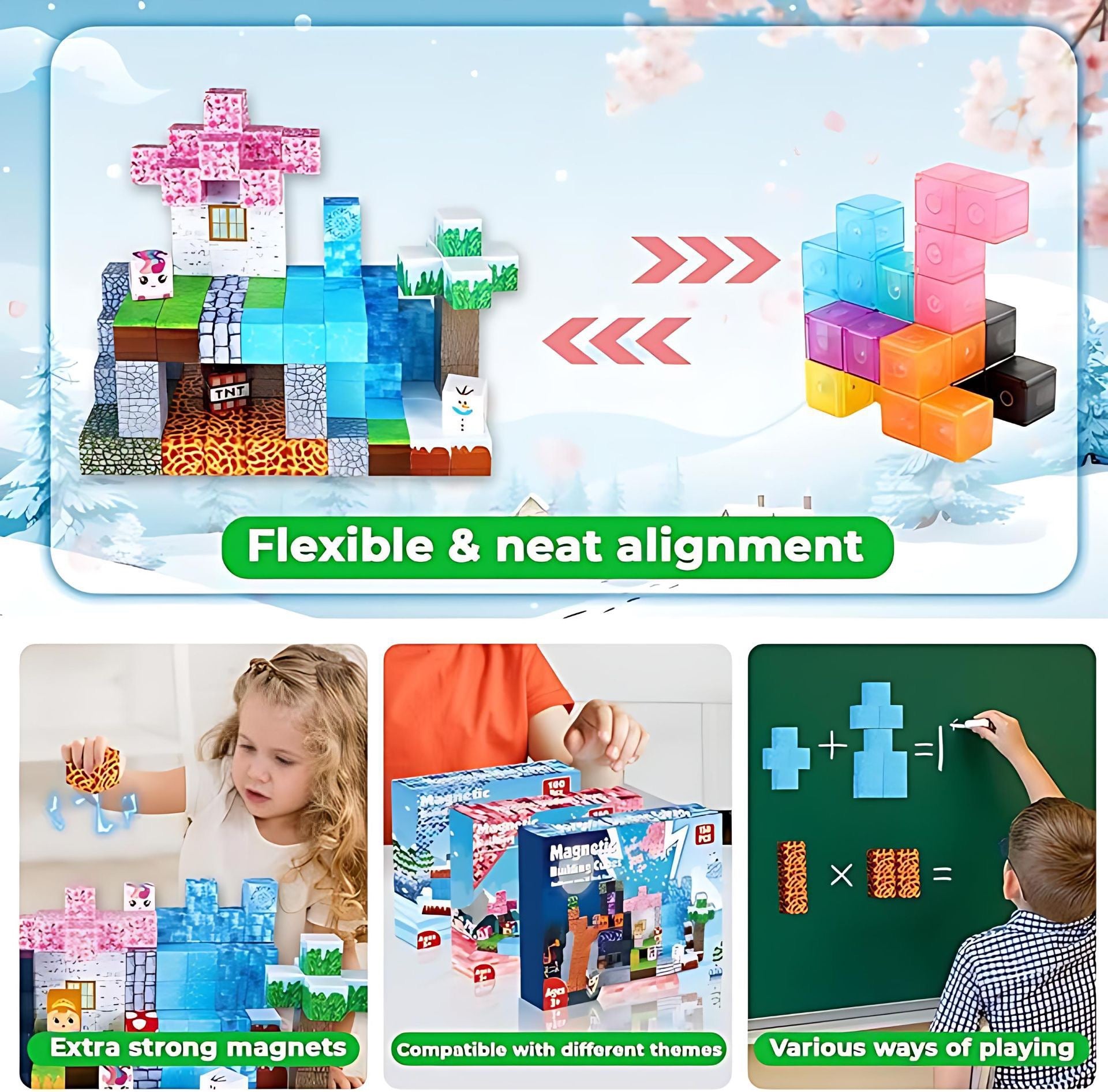 150 PCS Magnetic Building Blocks - Lava Forest Theme