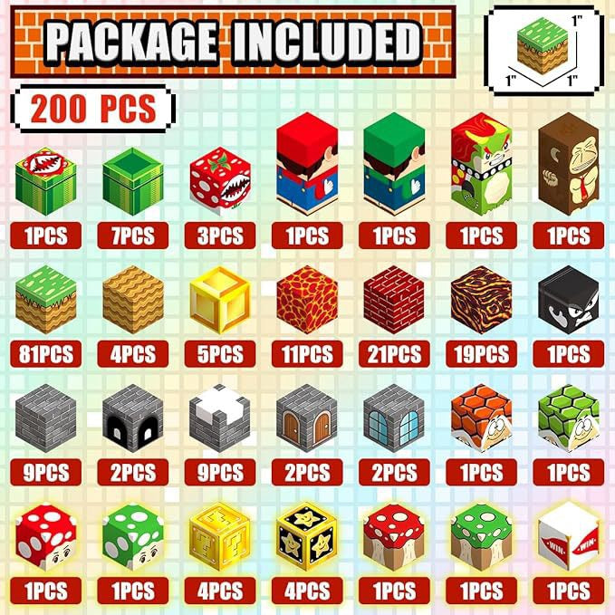 Video Game Adventure Creative DIY Cube Building Set - 200 Pieces
