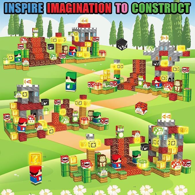 200 PCS Magnetic Building Blocks - Video Game Adventure Theme