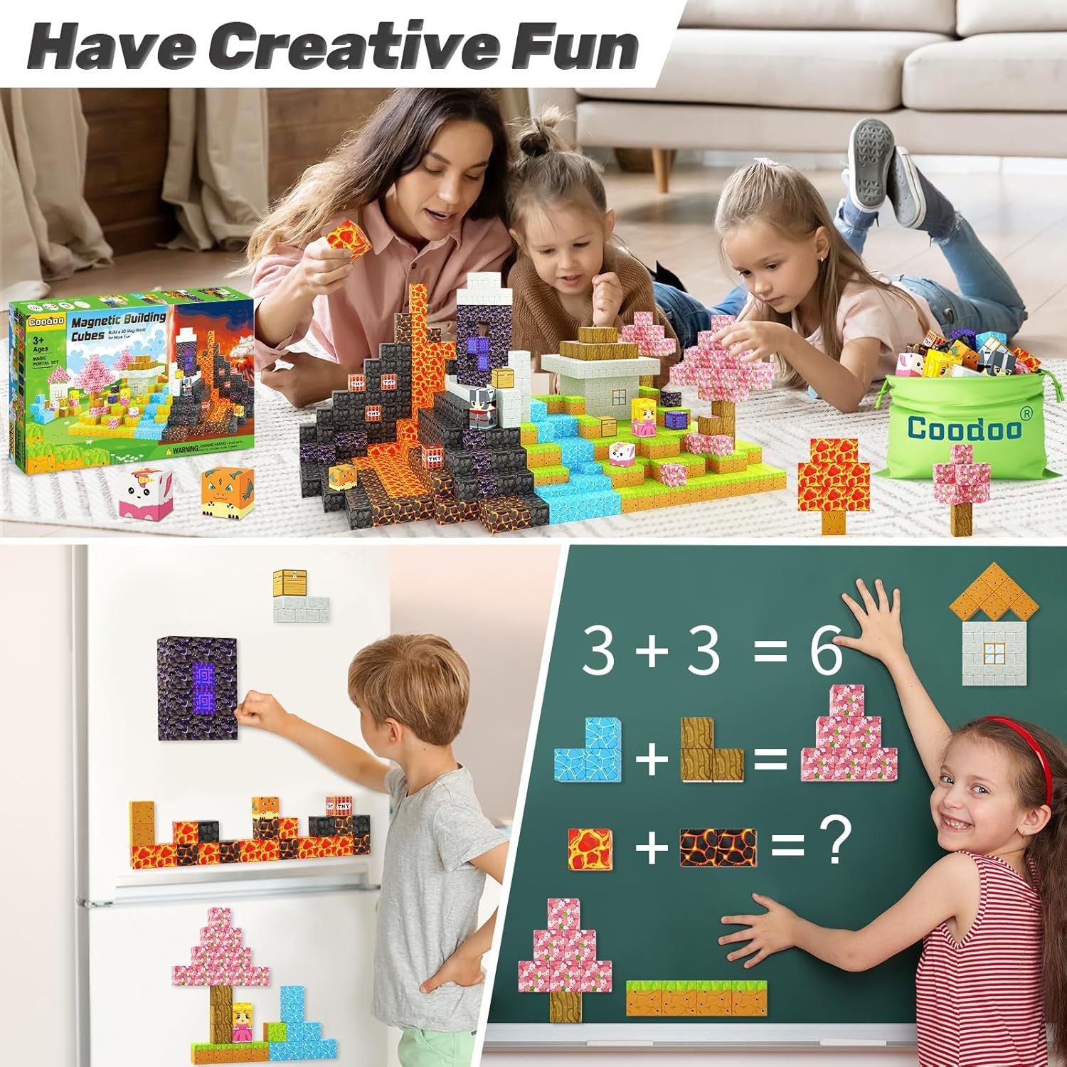 120/285 PCS Magnetic Building Blocks - Lava Knight & Sakura Princess Theme