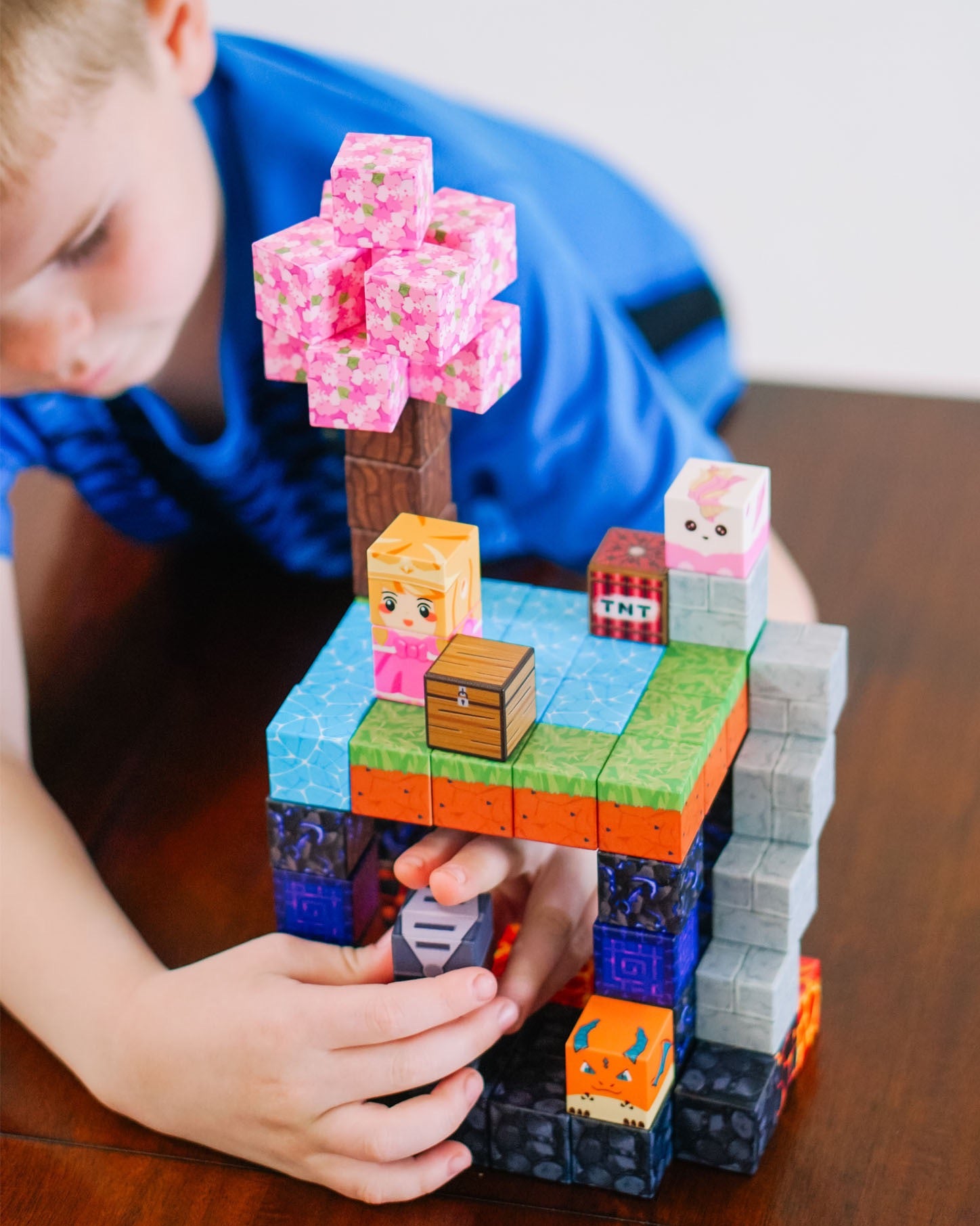 120/285 PCS Magnetic Building Blocks - Lava Knight & Sakura Princess Theme