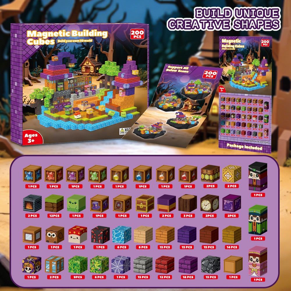 Magic House Creative DIY Cube Building Set - 200 Pieces