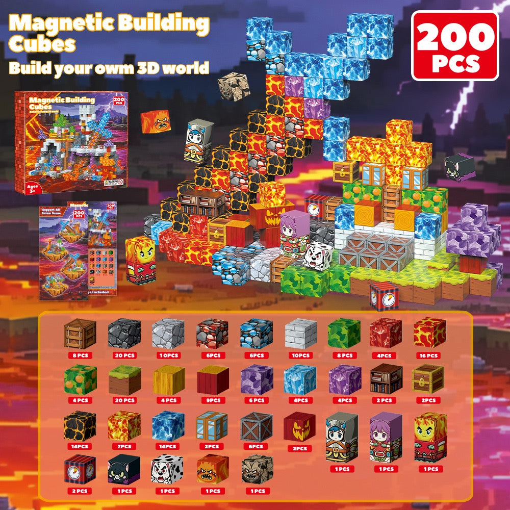 Sacred Fire Kingdom Creative DIY Cube Building Set - 200 Pieces
