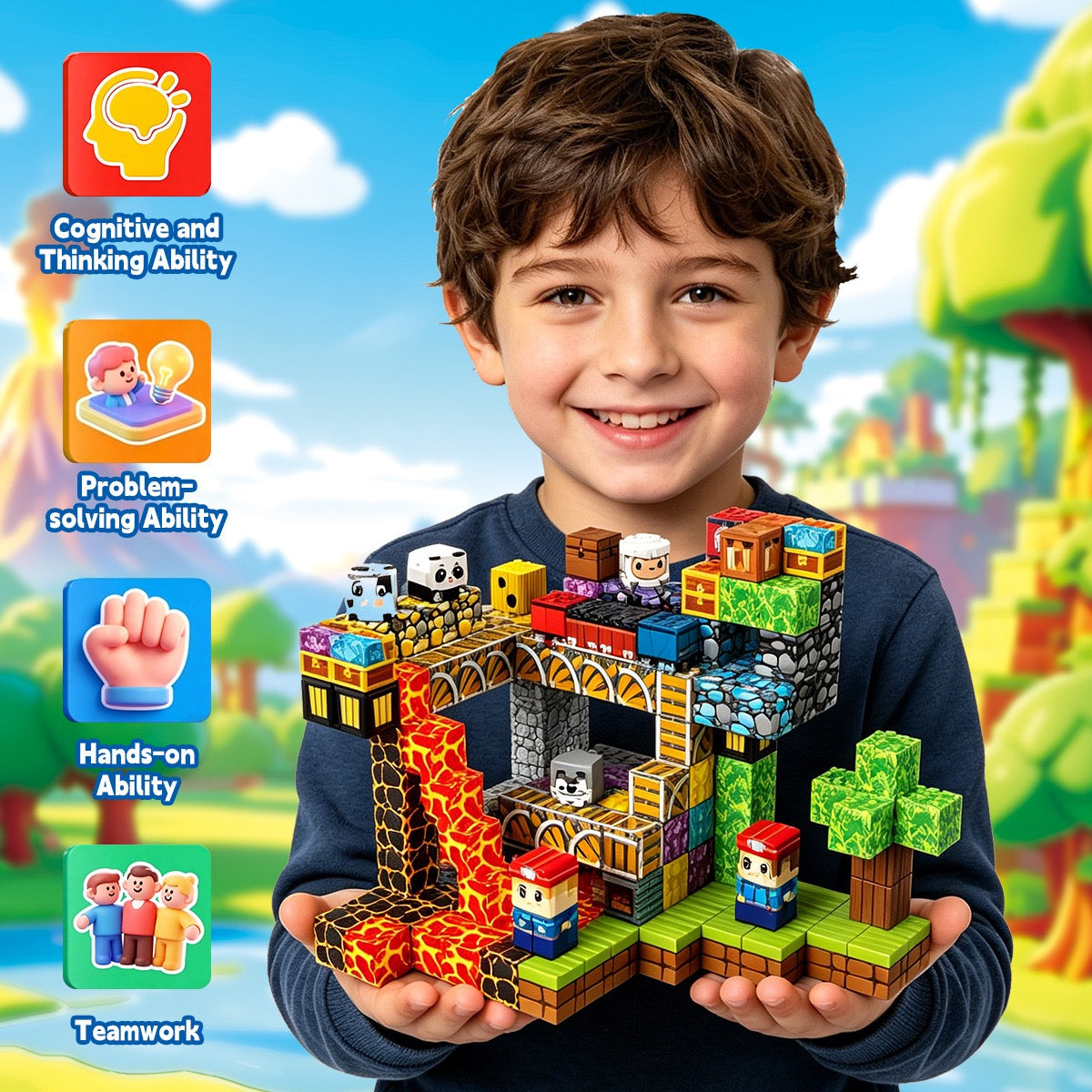 Crystal Mine Cave Creative DIY Cube Building Set - 200 Pieces