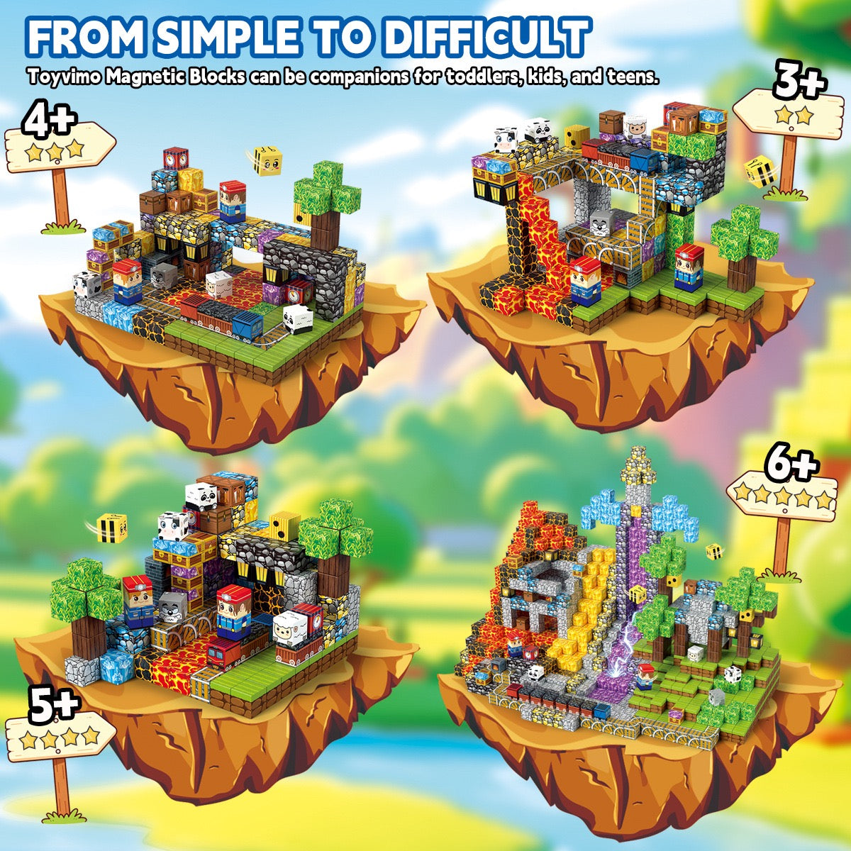 200 PCS Magnetic Building Blocks - Crystal Mine Cave Theme