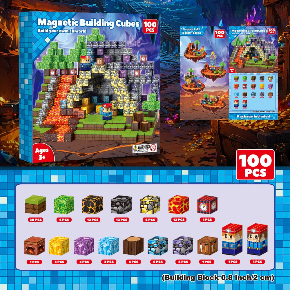 Crystal Mine Cave Creative DIY Cube Building Set - 100 Pieces